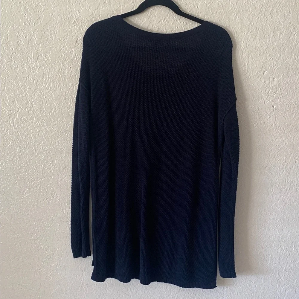 Vince Cotton Cashmere Blend Sweater Size S Navy Blue Crew Neck Relaxed Fit Chic